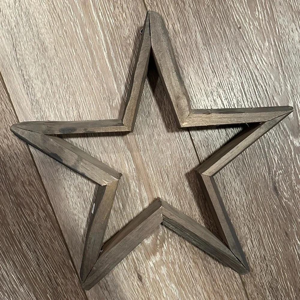 Farmhouse Rustic Grey Wood Star Wall Decor